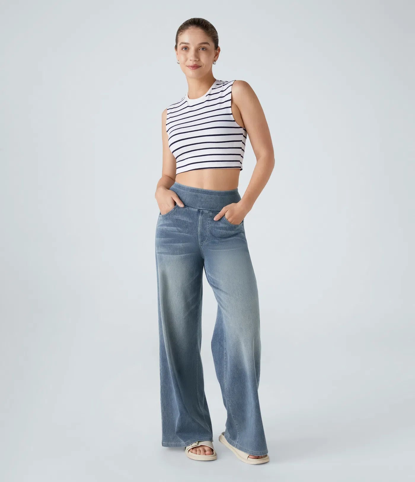 Eva - Elastische broek met hoge taille